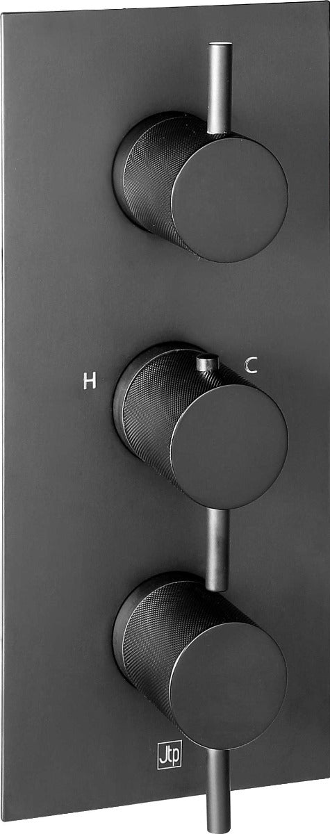 JTP VOS Vertical Thermostatic Concealed 3 Outlet Shower Valve - Matt Black - 28691AMB - TAP 'N' SHOWER