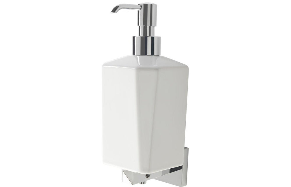 Prystine Vallejo Wall Mounted Soap Dispenser - Chrome & White - PRIS101670 - TAP 'N' SHOWER