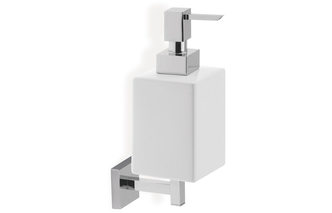 Prystine Arbor Wall Mounted Soap Dispenser - Chrome & White - PRIS101692