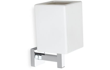 Prystine Arbor Wall Mounted Tumbler - Chrome & White - PRIS101693 - TAP 'N' SHOWER