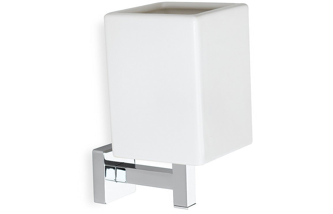 Prystine Arbor Wall Mounted Tumbler - Chrome & White - PRIS101693 - TAP 'N' SHOWER