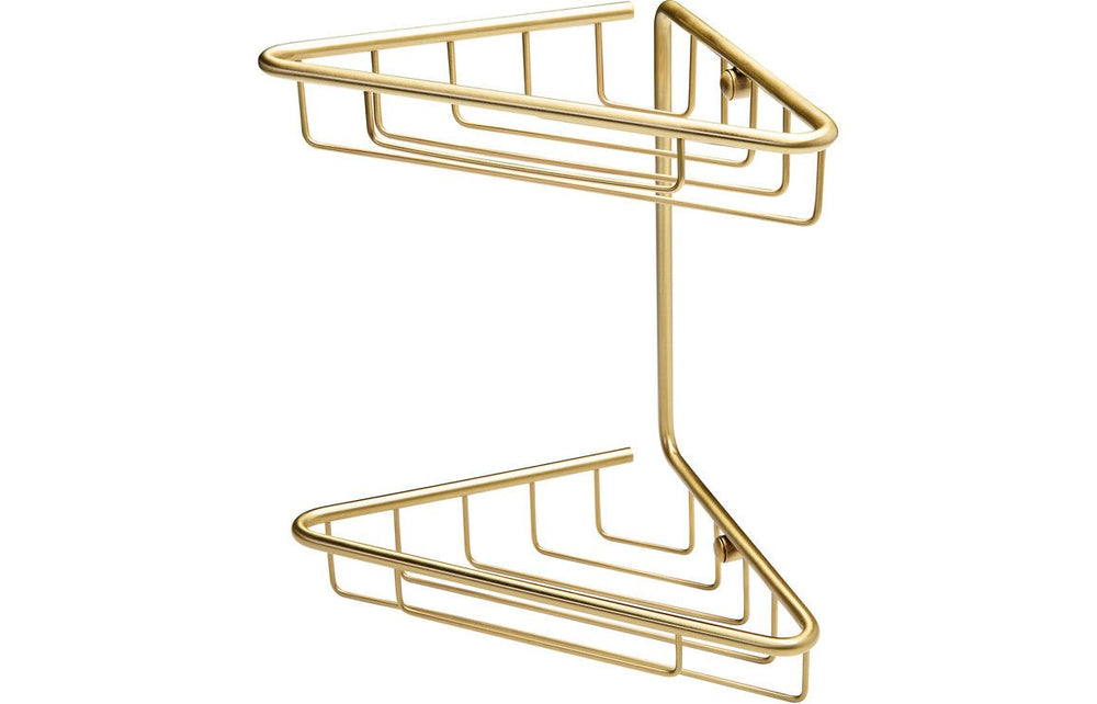 Prystine Blink 1 - Tier Corner Shower Storage - Brushed Brass - PRIS105487 - TAP 'N' SHOWER