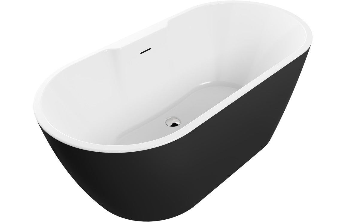 Prystine Elgin Freestanding 0TH Bath 1655 x 745 x 580mm - Black - PRIS104126 - TAP 'N' SHOWER