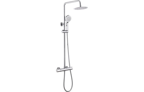Round Thermostatic Bar Mixer Shower with Fixed and Adjustable Head Cool - Touch - Prystine Palmdale - TAP 'N' SHOWER