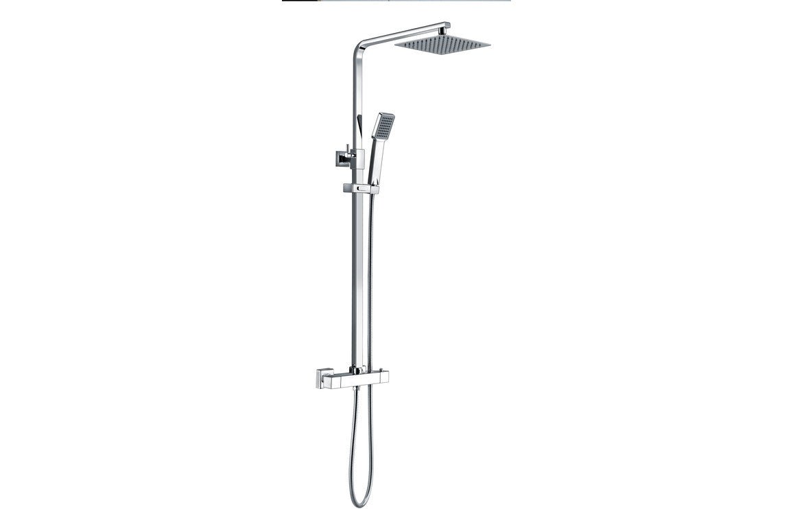 Square Slim Thermostatic Bar Mixer with Fixed and Adjustable Head - Prystine Escondido - TAP 'N' SHOWER