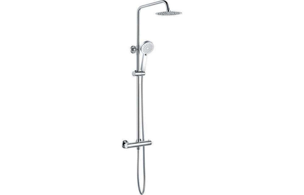 Round Thermostatic Bar Mixer Shower with Fixed & Adjustable Head - Prystine Charleston - TAP 'N' SHOWER