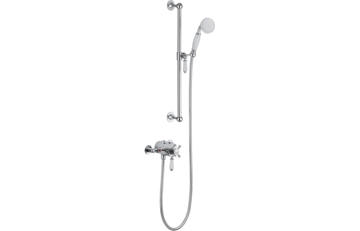 Traditional Thermostatic Shower With Adjustable Head - Chrome - Prystine Hayward - TAP 'N' SHOWER