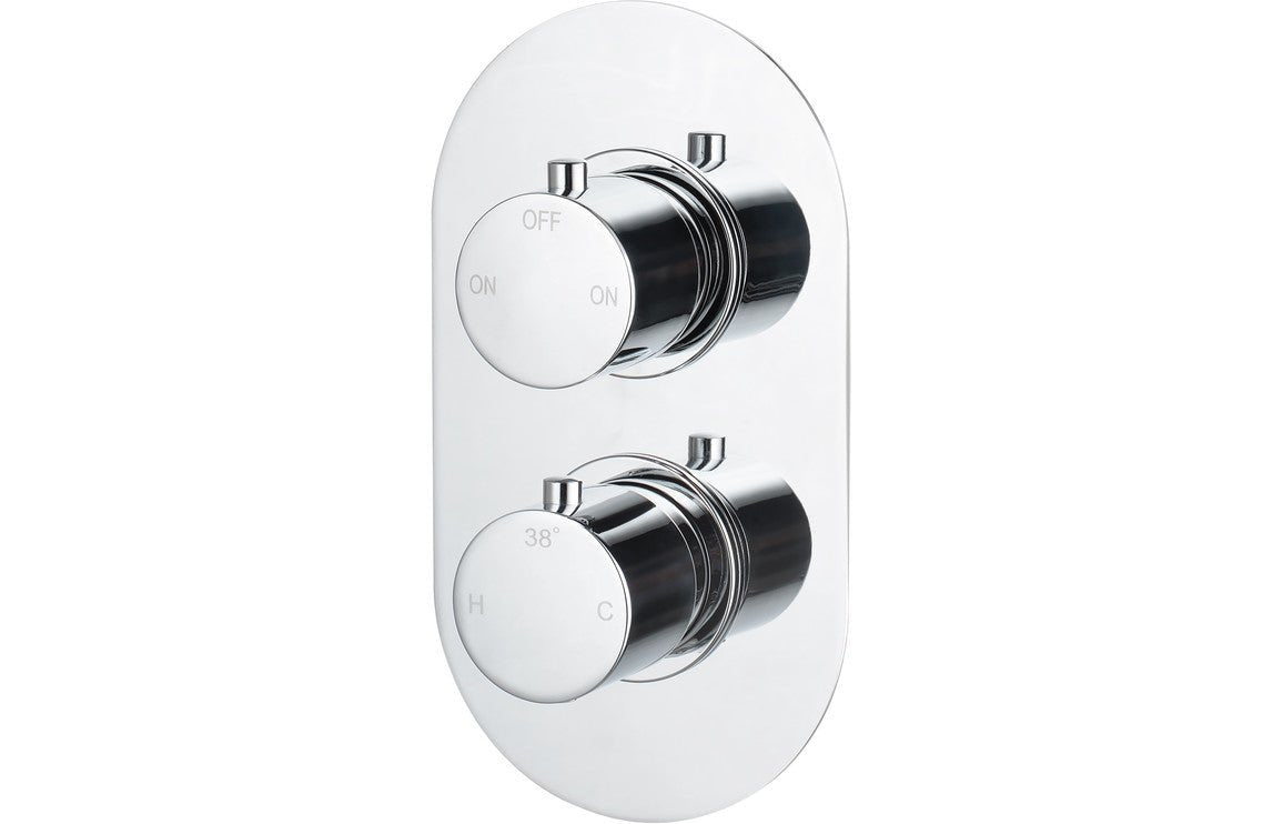Round Thermostatic Concealed Shower Valve Two Outlets - Chrome - Prystine Salinas - TAP 'N' SHOWER
