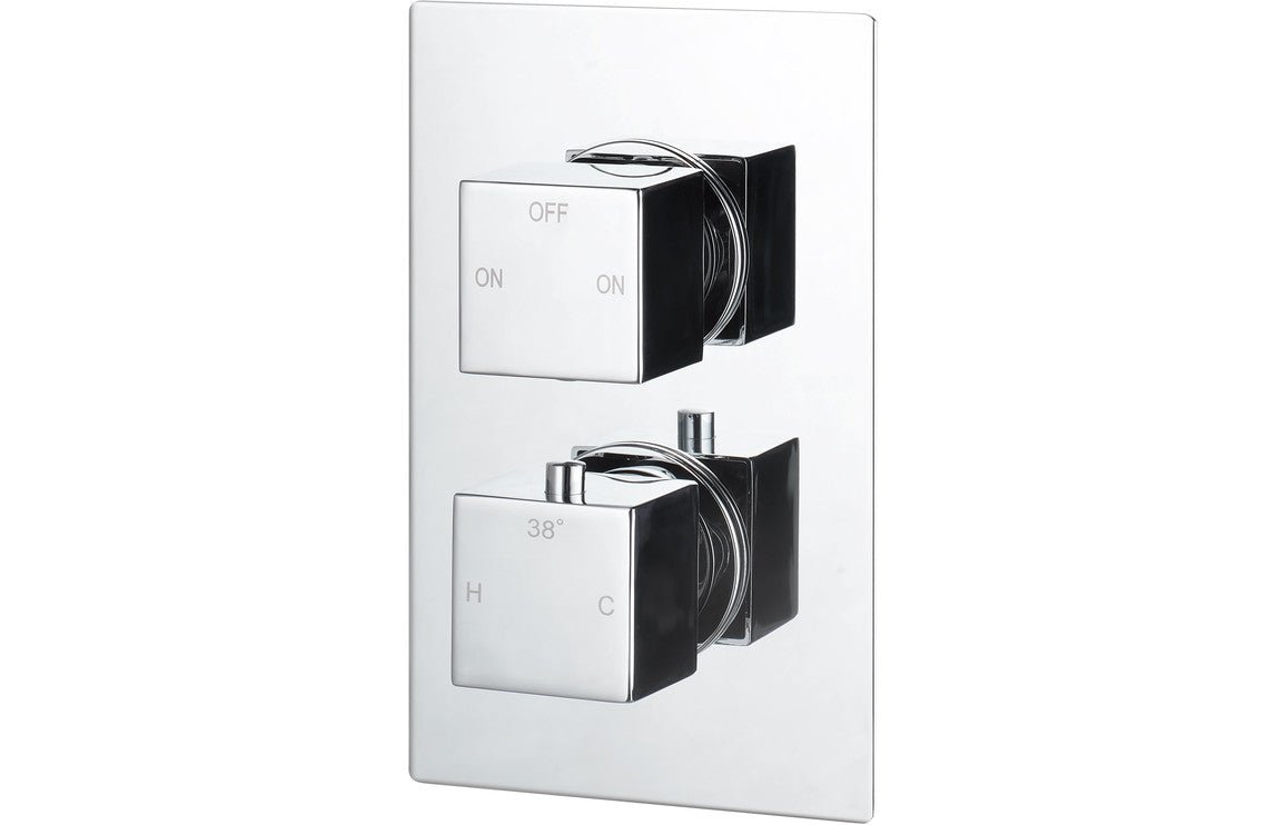 Square Thermostatic Twin Shower Valve - Two Outlet - Prystine Paterson - TAP 'N' SHOWER