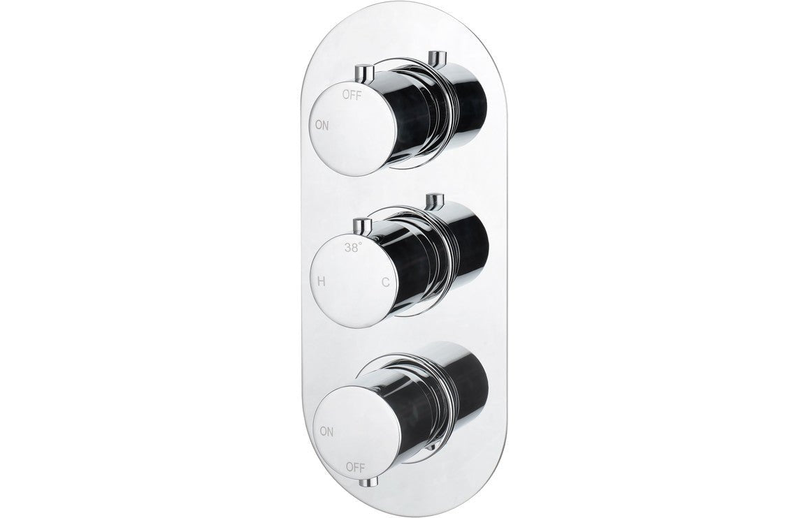 Round Thermostatic Two Outlet Shower Valve - Chrome - Prystine Salinas - TAP 'N' SHOWER
