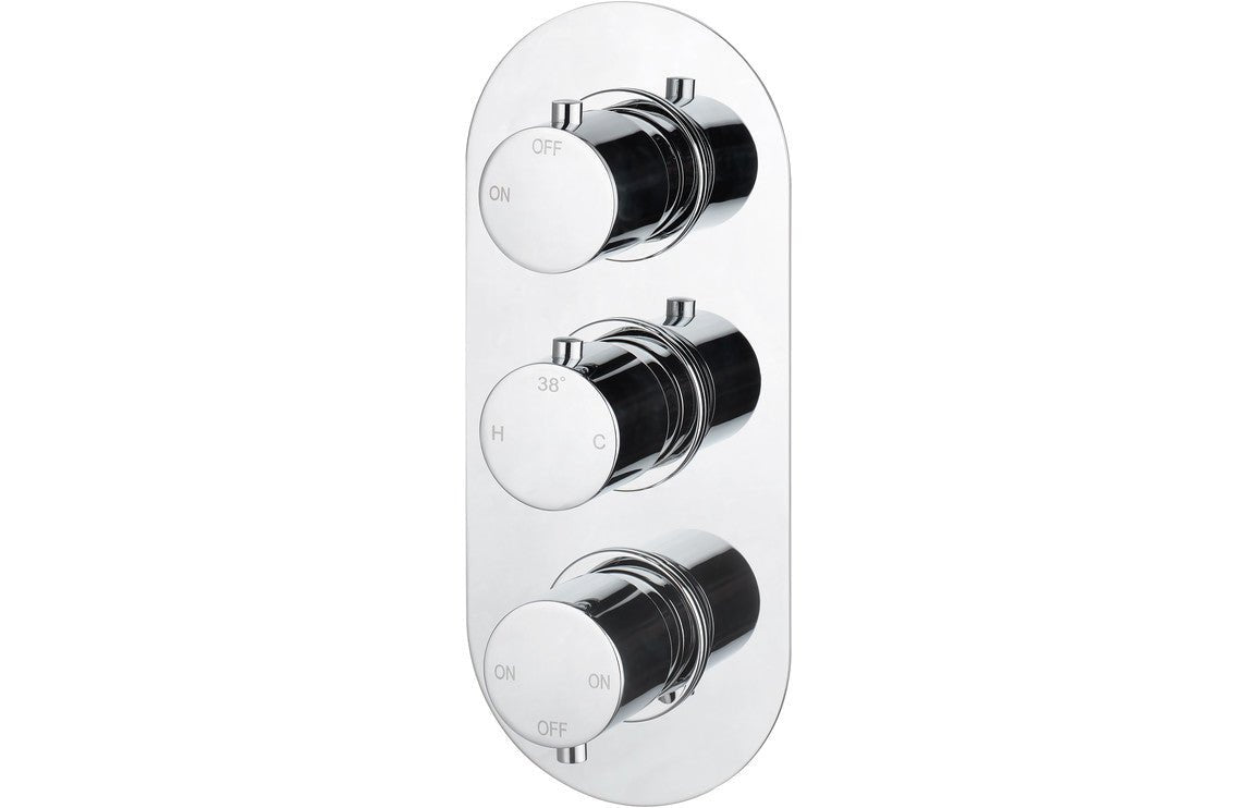 Round Thermostatic Triple Shower Valve Three Outlet Concealed - Chrome - Prystine Salinas - TAP 'N' SHOWER