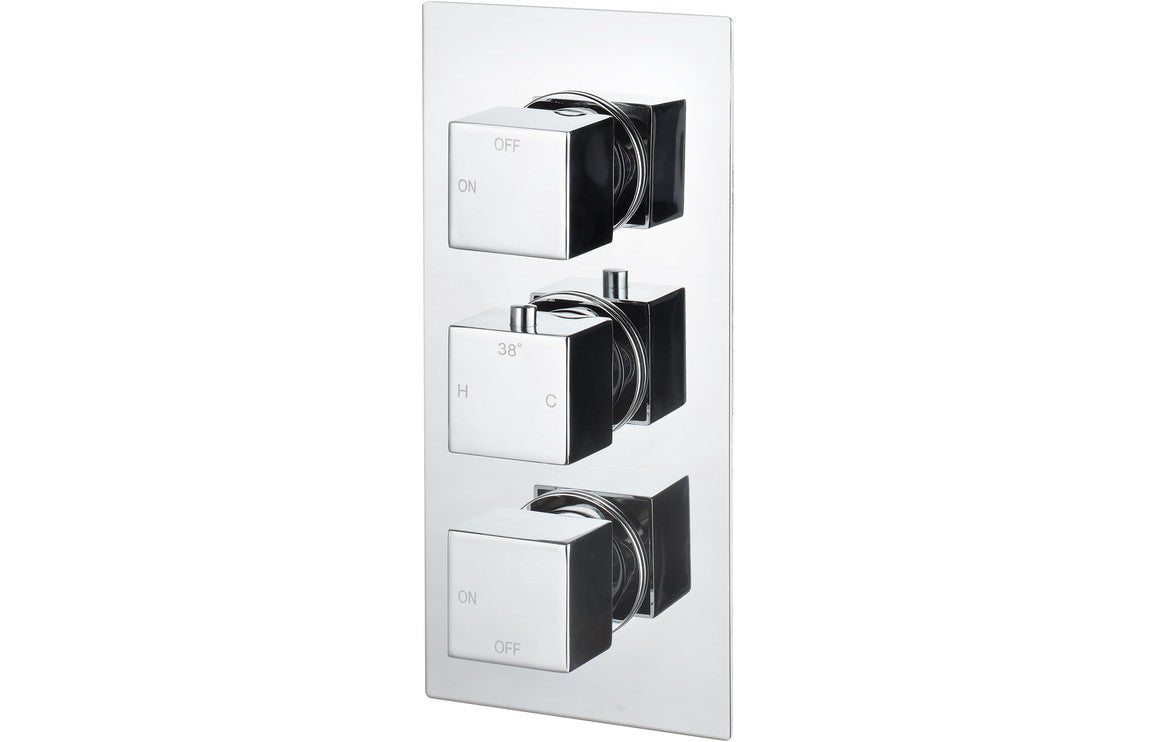 Square Thermostatic Triple Shower Valve With Two Outlets - Prystine Paterson - TAP 'N' SHOWER