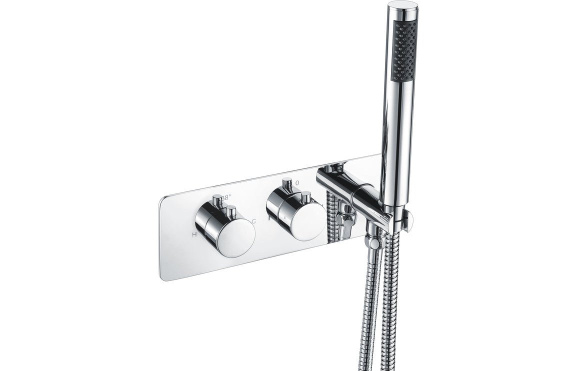 Square Thermostatic Shower Valve with Handset Two Outlet - Chrome - Prystine Killeen - TAP 'N' SHOWER