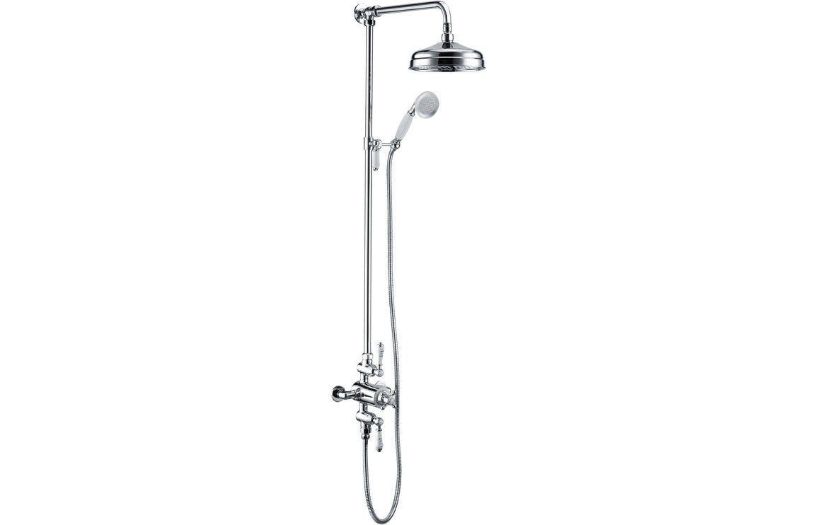 Traditional Thermostatic Shower With Fixed & Adjustable Head - Chrome - Prystine Hayward - TAP 'N' SHOWER