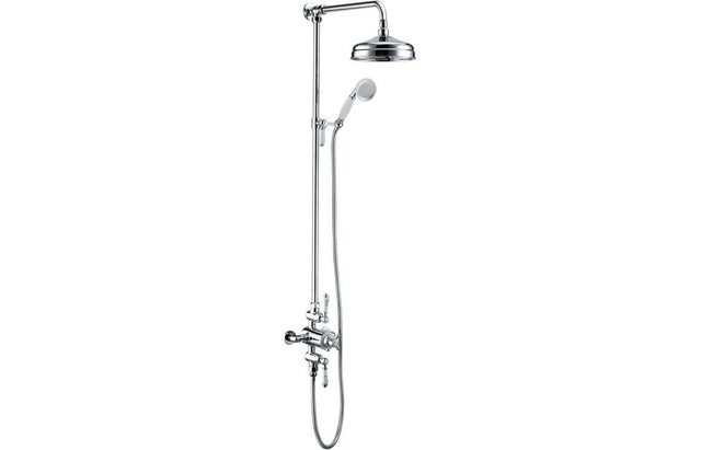 Traditional Thermostatic Shower With Fixed & Adjustable Head - Chrome - Prystine Hayward - TAP 'N' SHOWER