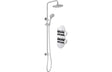 Round Thermostatic Shower With Fixed and Adjustable Head - Chrome - Prystine Salinas - TAP 'N' SHOWER
