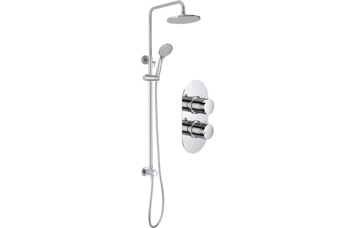Round Thermostatic Shower With Fixed and Adjustable Head - Chrome - Prystine Salinas - TAP 'N' SHOWER