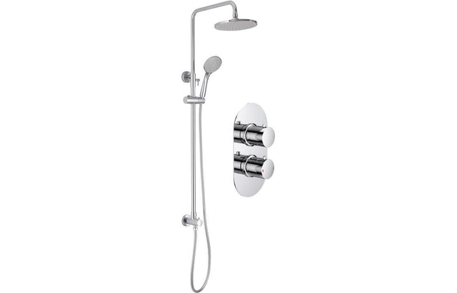 Round Thermostatic Shower With Fixed and Adjustable Head - Chrome - Prystine Salinas - TAP 'N' SHOWER