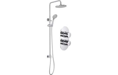 Round Thermostatic Shower With Fixed and Adjustable Head - Chrome - Prystine Salinas - TAP 'N' SHOWER