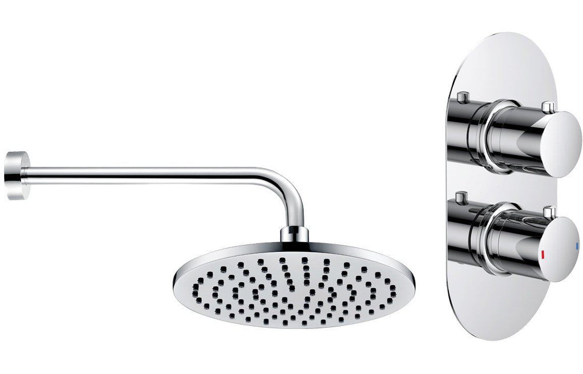 Round Thermostatic Shower Concealed With Fixed Head - Chrome - PRIS105891 - TAP 'N' SHOWER