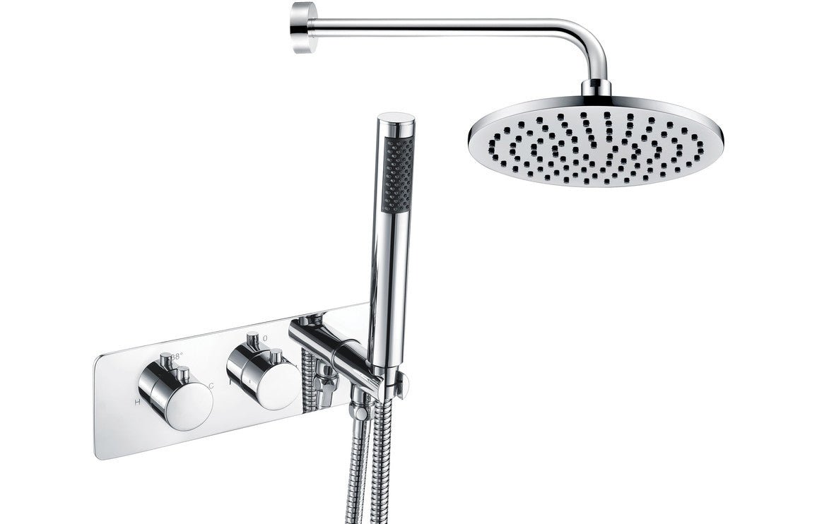 Square Thermostatic Shower Valve With Fixed Head and Handset - Chrome - Prystine Killeen - TAP 'N' SHOWER