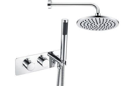 Square Thermostatic Shower Valve With Fixed Head and Handset - Chrome - Prystine Killeen - TAP 'N' SHOWER