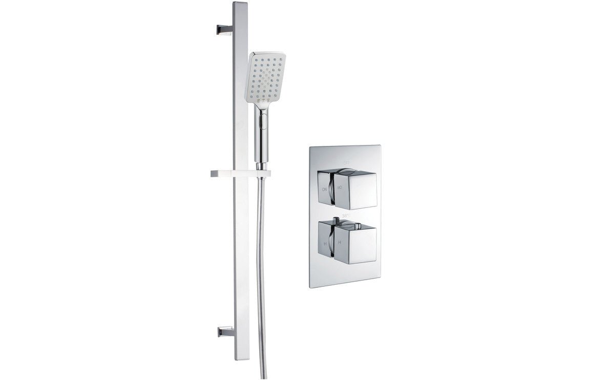 Square Thermostatic Concealed Shower Valve With Adjustable Head - Prystine Paterson - TAP 'N' SHOWER