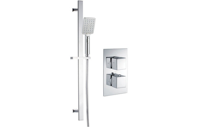 Square Thermostatic Concealed Shower Valve With Adjustable Head - Prystine Paterson - TAP 'N' SHOWER