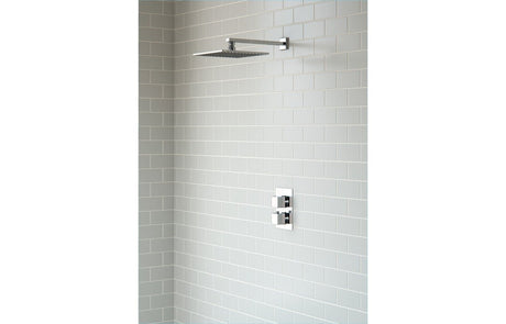 Square Thermostatic Shower Valve With Fixed Head Concealed - Chrome - Prystine Paterson - TAP 'N' SHOWER