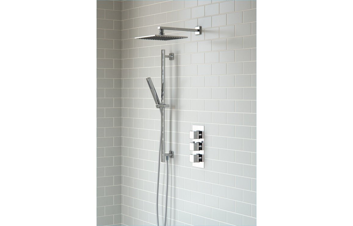 Square Thermostatic Shower Valve With Fixed & Adjustable Concealed Chrome - PRIS105896 - TAP 'N' SHOWER