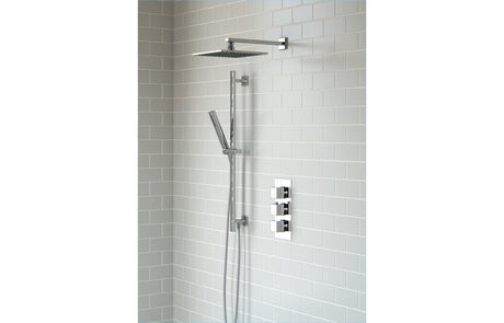 Square Thermostatic Shower Valve With Fixed & Adjustable Concealed Chrome - PRIS105896 - TAP 'N' SHOWER