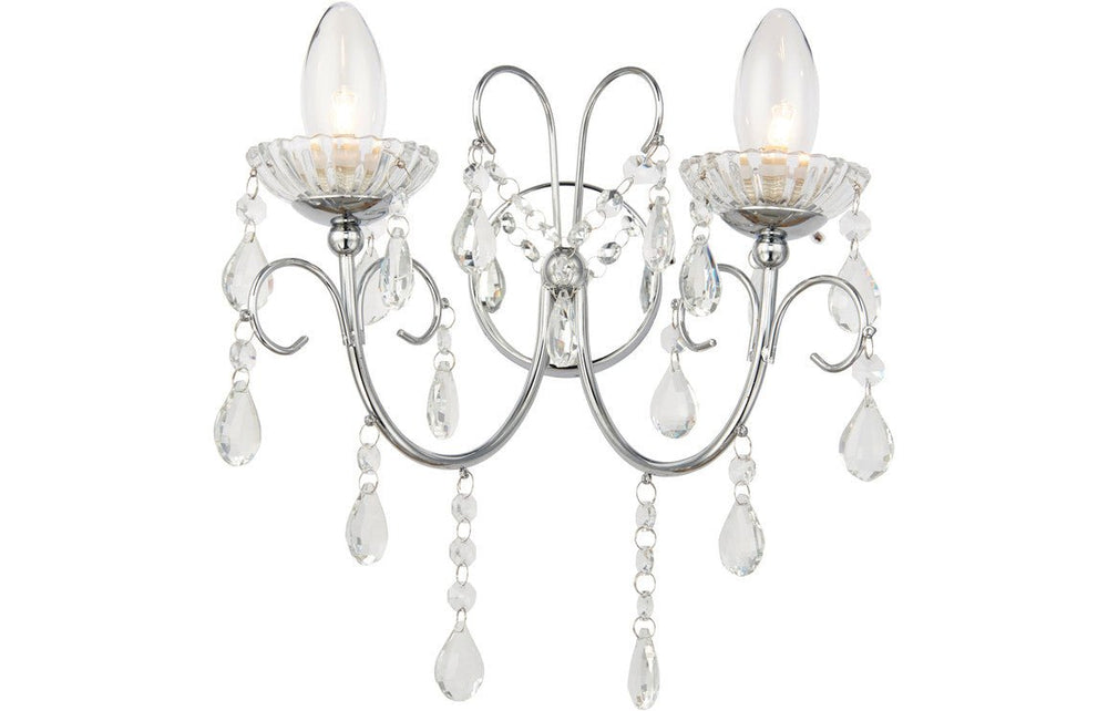 Prystine Lafayette 2 Arm Chandelier Wall Light - Chrome - PRIS106304 - TAP 'N' SHOWER