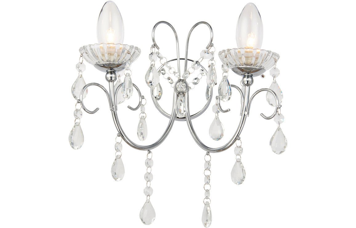 Prystine Lafayette 2 Arm Chandelier Wall Light - Chrome - PRIS106304 - TAP 'N' SHOWER