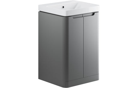 Prystine Orange 2 Door Floor Standing Cloakroom Basin Unit 500mm - Matt Grey - PRIS96040 - TAP 'N' SHOWER