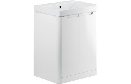 Prystine Orange 2 Door Floor Standing Basin Unit 600mm - White Gloss - PRIS96045 - TAP 'N' SHOWER