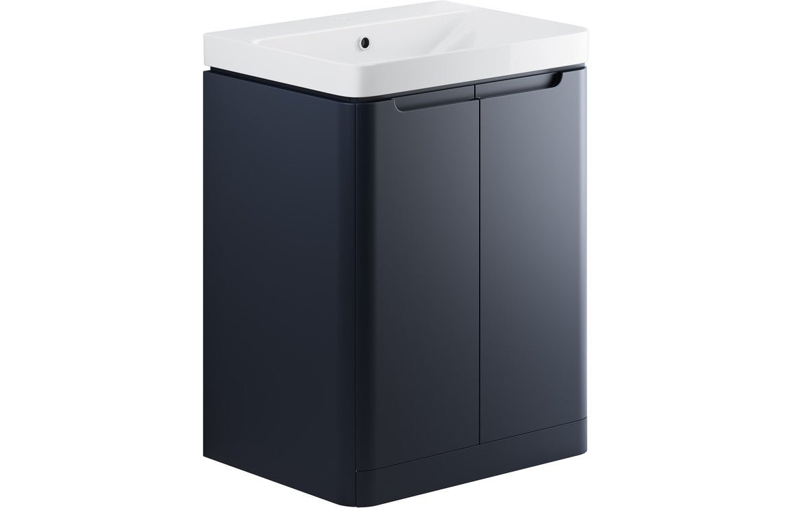 Prystine Orange 2 Door Floor Standing Basin Unit 600mm - Matt Indigo - PRIS96047 - TAP 'N' SHOWER