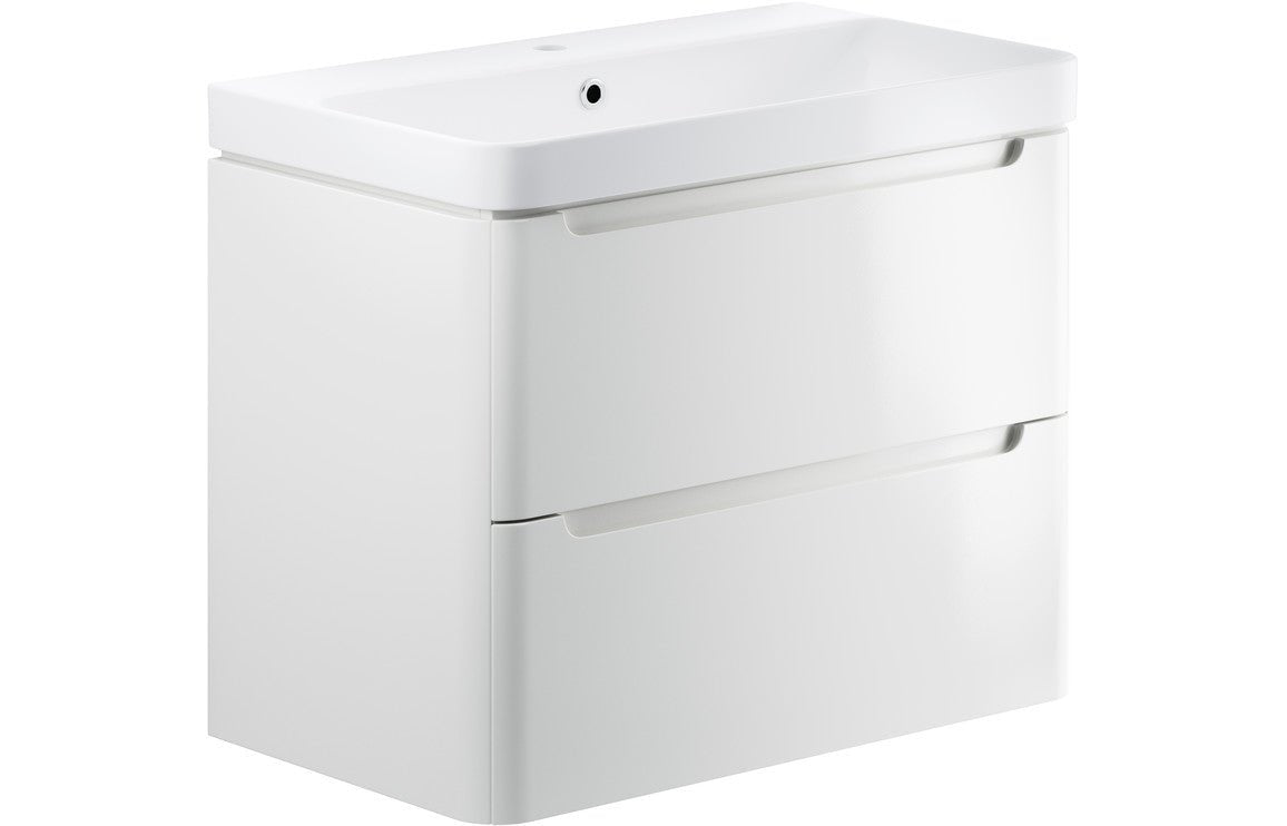 Prystine Orange 2 Drawer Wall Hung Basin Unit 800mm - White Gloss - PRIS96048 - TAP 'N' SHOWER