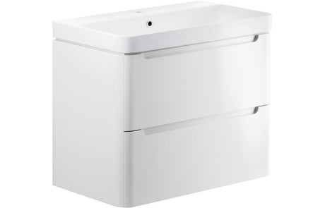 Prystine Orange 2 Drawer Wall Hung Basin Unit 800mm - White Gloss - PRIS96048 - TAP 'N' SHOWER