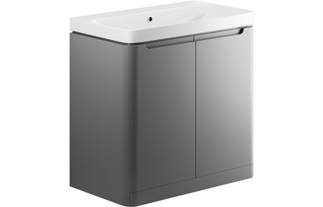 Prystine Orange 2 Door Floor Standing Basin Unit 800mm - Matt Grey - PRIS96052 - TAP 'N' SHOWER