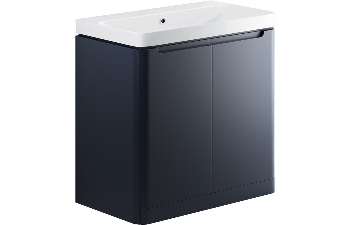 Prystine Orange 2 Door Floor Standing Basin Unit 800mm - Matt Indigo - PRIS96053 - TAP 'N' SHOWER