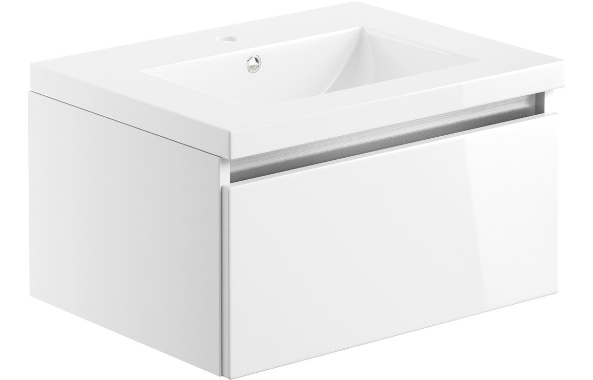Prystine Naperville 1 Tap Hole Basin 615mm - White - PRIS104708 - TAP 'N' SHOWER