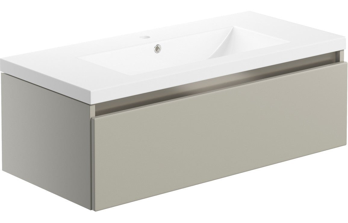 Prystine Naperville 800mm Wall Hung Vanity Unit & 1 Tap Hole Basin - 1 Drawer - Latte - PRIS101551 - TAP 'N' SHOWER