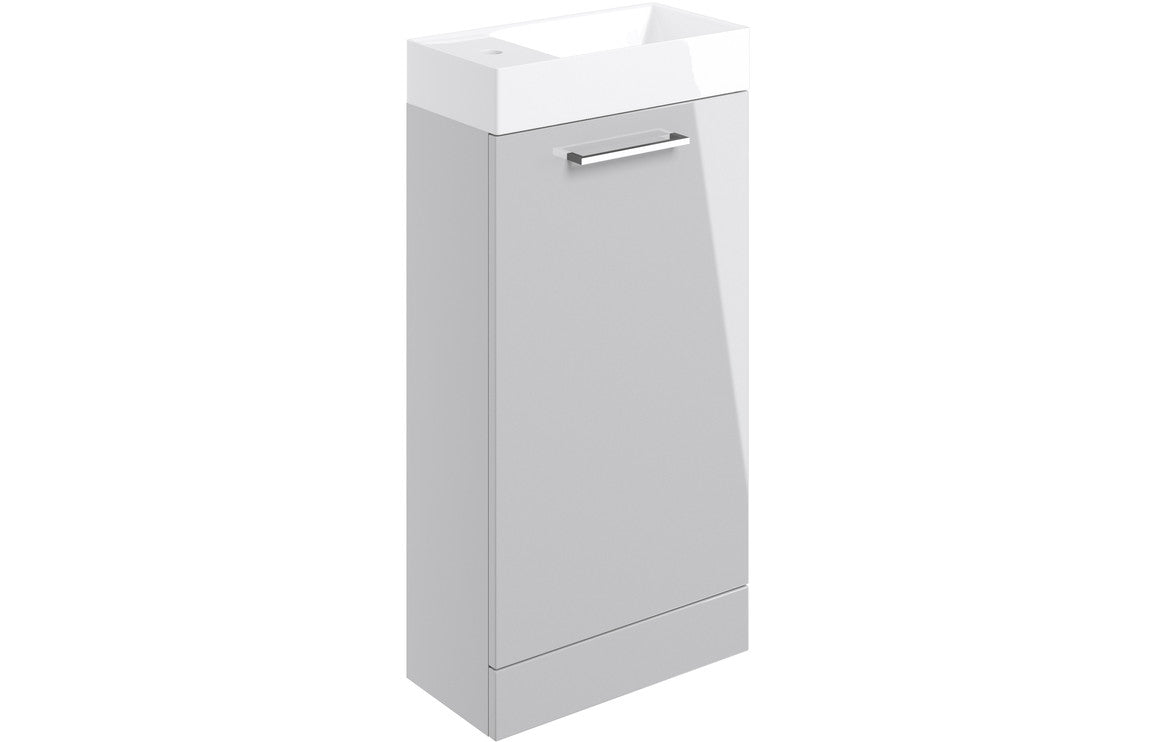 Prystine Gainesville Floor Standing 1 Door Basin Unit w/Basin 410mm - Grey Gloss - PRIS103315 - TAP 'N' SHOWER