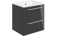 Prystine Gainesville Wall Hung 2 Drawer Basin Unit w/Basin 510mm - Anthracite Gloss - PRIS103325 - TAP 'N' SHOWER