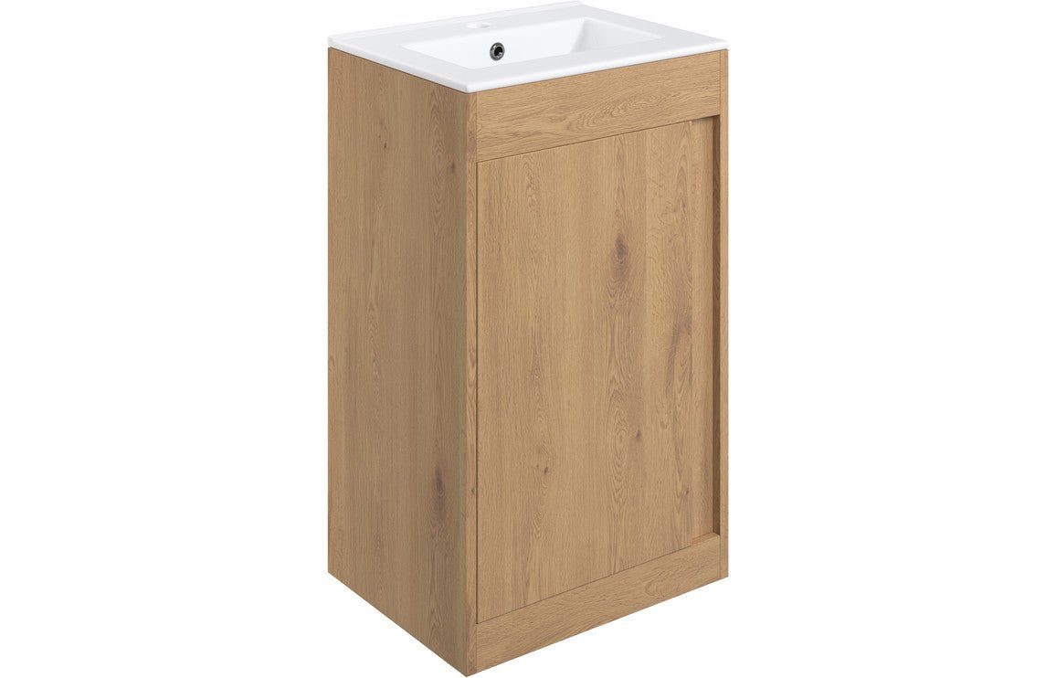 Prystine Pasadena Floor Standing Unit Inc. Basin 510mm - Seville Oak - PRIS105315 - TAP 'N' SHOWER