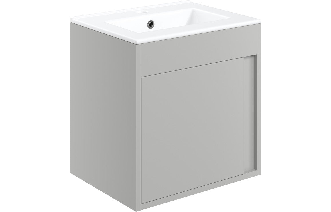 Prystine Pasadena Wall Hung Unit Inc. Basin 510mm - Matt Light Grey - PRIS105318 - TAP 'N' SHOWER
