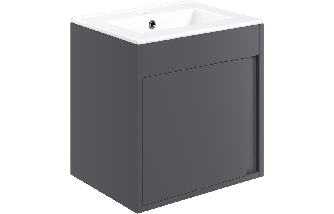 Prystine Pasadena Wall Hung Unit Inc. Basin 510mm - Matt Graphite Grey - PRIS105322 - TAP 'N' SHOWER