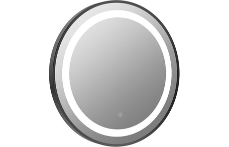 Prystine Ventura[a Round Front - Lit LED Mirror 600mm - Matt Black - PRIS106252 - TAP 'N' SHOWER