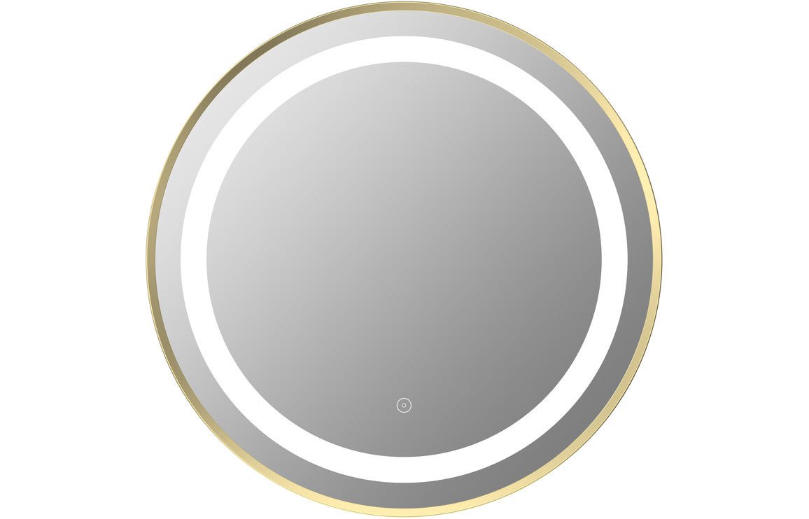 Prystine Ventura[a Round Front - Lit LED Mirror 600mm - Brushed Brass - PRIS106253 - TAP 'N' SHOWER