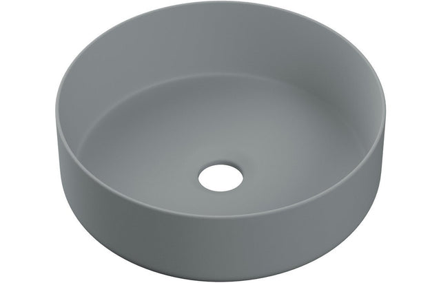 Prystine Weymouth 355mm Ceramic Round Washbowl Inc Waste - Matt Grey - PRIS104932 - TAP 'N' SHOWER